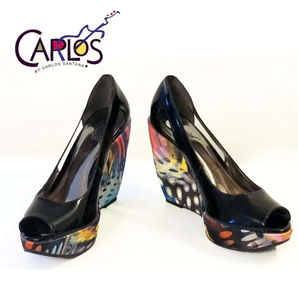 Carlos Santana artsy platform wedge shoes - Picture 1 of 10